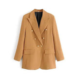 Women's Double-Breasted Tailored Blazer-As follows-3