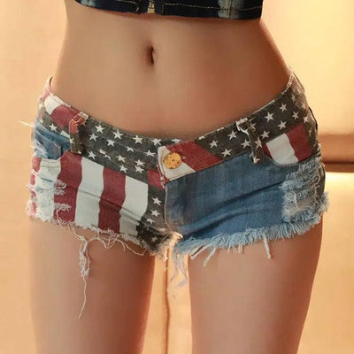 American Flag Patterned Mini Pants-11