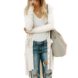 Women's Long Sleeve Open Front Cardigan-Beige-8