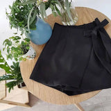 Bowknot Decoration Culotte Divided Skirt-Black-7