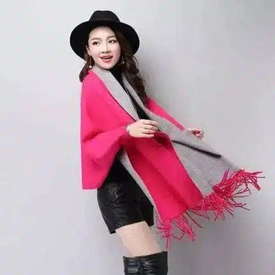 Elegant Women's Fringed Poncho Cape-2