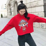 Women's Cropped Sweatshirt with Graphic Print-1