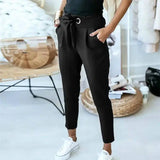 LOVEMI - Lovemi - Casual, High-Waisted, Strappy Nine-Point Trousers