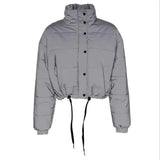 Casual padded coat jacket-silvery-2