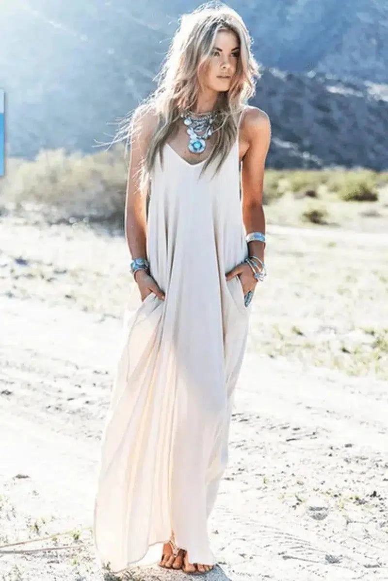 Chic Summer Beach Dress: Strapless & V-Neck-8