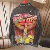 LOVEMI - Lovemi - Color Finger Print Fashion Denim Jacket Jacket