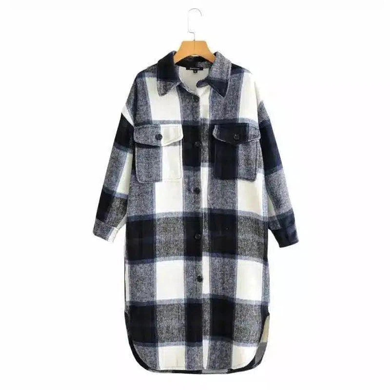 LOVEMI - Lovemi - Contrasting Plaid Casual Fashion Simple Long