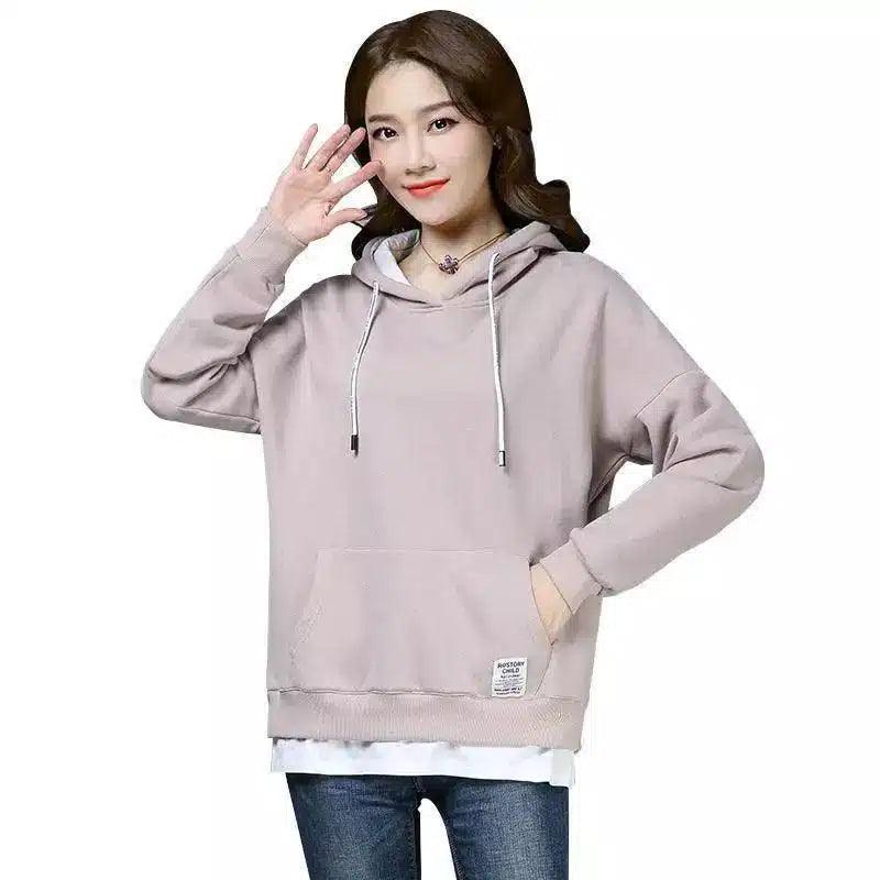 Conventional fake two-piece long sleeve sleeve fittings with-Beige-3