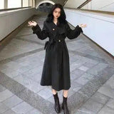 LOVEMI - Lovemi - Double-sided waist belt tie trench coat woolen