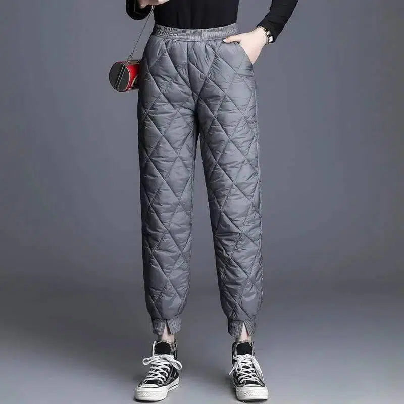 Down cotton trousers for women-Grey-1