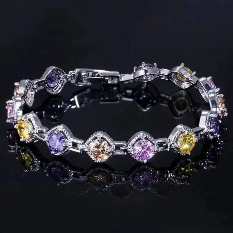 Elegant Rhinestone Chain White Gold Color Shiny Sqaure Cubic-6