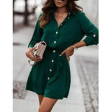 LOVEMI - Lovemi - Endless Moments Waist Tie Button Sleeve Dress