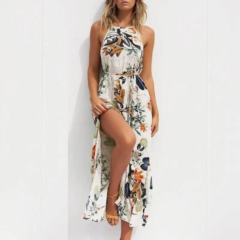 European and American sling cotton printed long beach dress-Picturecolor-17