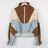 Women's Casual Zip-Up Windbreaker Jacket-Khaki-2