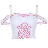 Women's Ruffle Trim Camisole Top-White-1