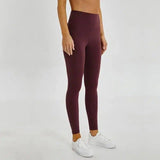 Fitness high waist tight cropped trousers-Dark purple-4