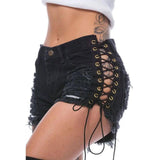 LOVEMI - Lovemi - GOTHIC RIPPED MINI JEAN SHORTS