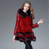 Haining fur coat female fur one fox fur hooded coat-1