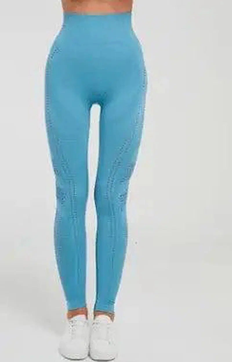 High stretch fitness pants seamless yoga pants-Blue-6