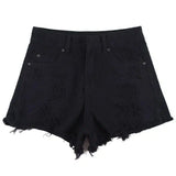 High Waist Ripped Denim Shorts-41