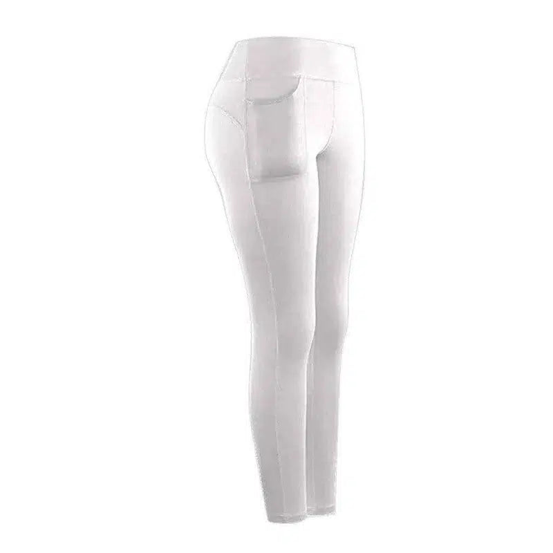 Hip pocket yoga pants-White-4