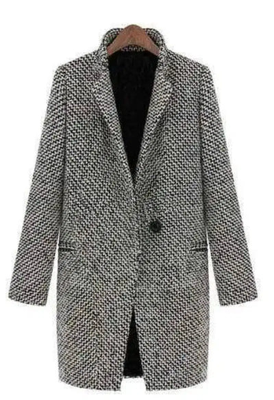 Houndstooth coat trench coat in the long section-Picture color-2