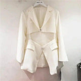 Irregular suit with waist-White-4