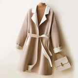 Chic Colorblock Coat for Stylish Looks-Camel-5