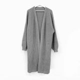 Lazy Shoulders Thick Stitch Long Sweater Coat Women-Grey-3