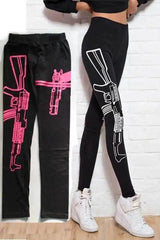 Letter printed cotton leggings mid-rise cropped pants yoga-4-5