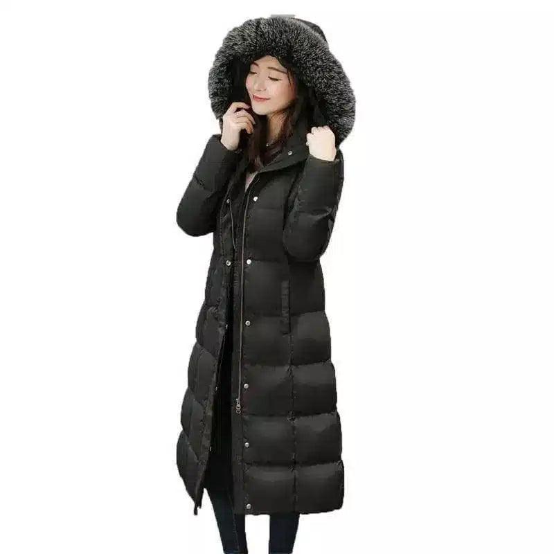 Long down jacket women-Faux fur collar-2