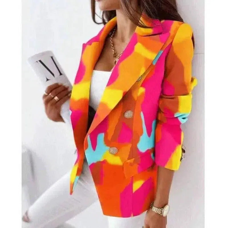 LOVEMI - Lovemi - Long-Sleeved Double-Breasted Fashion Print Suit