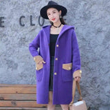 Loose faux velvet jacket-Purple-2