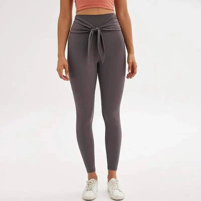 Nine-point legging yoga pants with straps-Grey-2