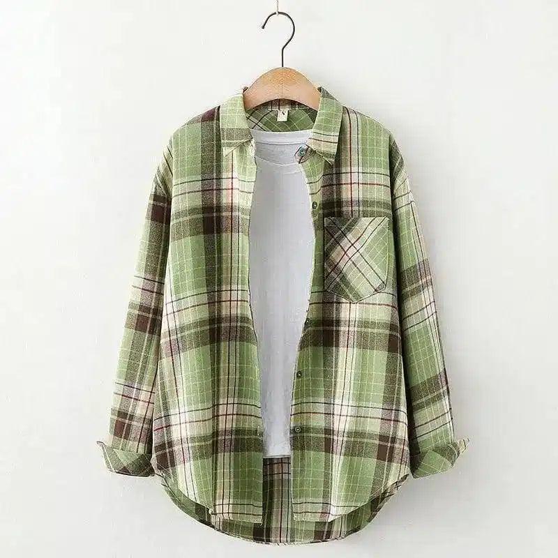 LOVEMI - Lovemi - Plaid Shirt Women'S Long-Sleeved Loose Shirt