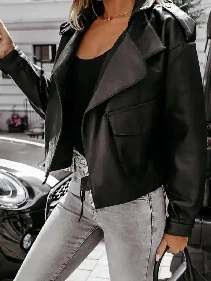 Pure Color Small Coat Top-Black-2