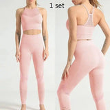 Quick-drying Breathable High-waist Tight Yoga Pants-Pink1 set-18