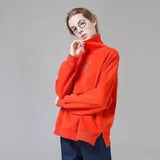 Retro cartoon embroidery bottoming shirt-Orange red-4