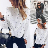 LOVEMI - Lovemi - Ruffled Long Sleeve Polka Dot Shirt