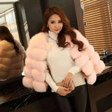 S-3XL Mink Coats Women Winter Fashion FAUX Fur Coat-Pink-1