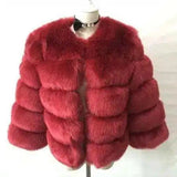 S-3XL Mink Coats Women Winter Fashion FAUX Fur Coat-Wine Red-3