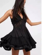 Backless Lace Slip Dress-Black-14