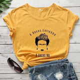 Graphic Tee with Inspirational Quote and Iconic Hairdo-Yellow-1