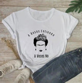 Graphic Tee with Inspirational Quote and Iconic Hairdo-White-6