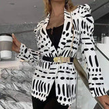 LOVEMI - Lovemi - Slim-Fit Long-Sleeve Geometric OL Commute Blazer