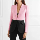 Womens Tailored Fit Blazer for Professional Wear-Pink-1