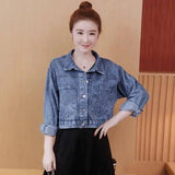 spring new women's Korean spring jacket students wild spring-5920 blue-7