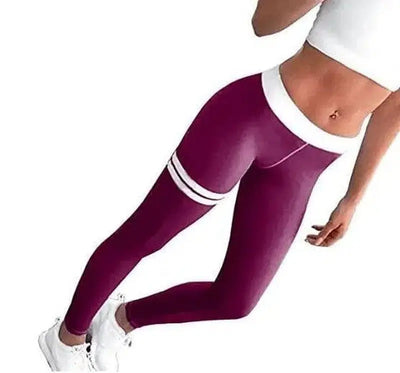 LOVEMI - Lovemi - Striped print contrast color leggings sexy tight