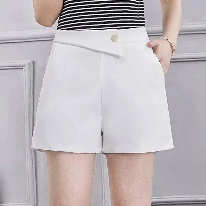 Summer Wide Thigh Shorts-White-11