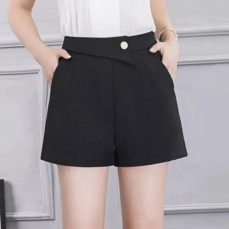 Summer Wide Thigh Shorts-Black-7